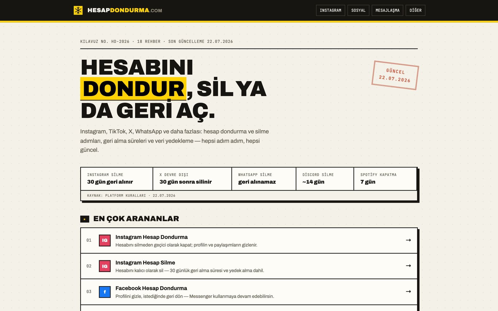 Hesap Dondurma - hesapdondurma.com
